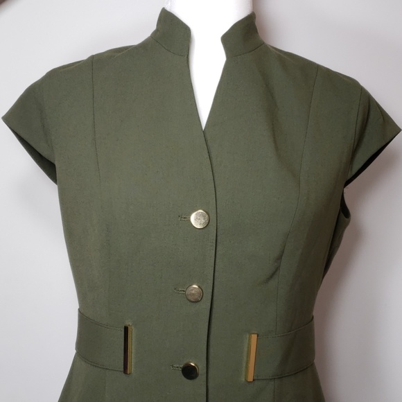 New Directions Midi Dress Cap Sleeves Botton Front - Picture 2 of 6